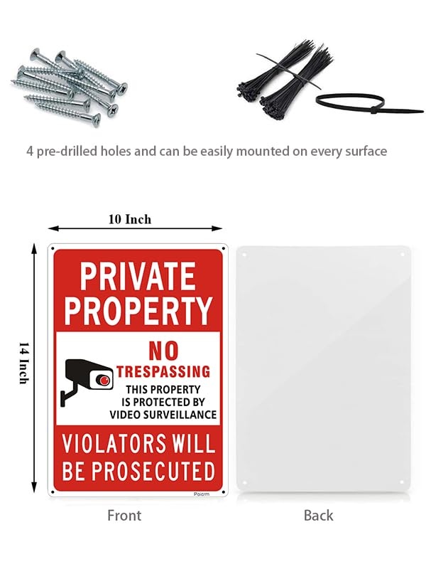 4 Stück „Private Property“-Schilder Aus Aluminium – 45,7 X 30,5 Cm, Reflektierend, Wetterfest, UV-geschützt