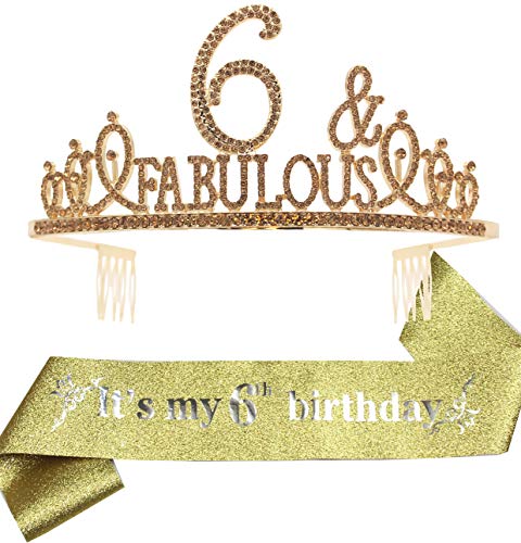 6th Birthday Gifts for Girls,6th Birthday Tiara and Sash,6th Birthday Decorations Party Supplies,6th Birthday Sash for Girls,6th Birthday Tiara,6th Birthday Decorations for Girls,6th Birthday Girl