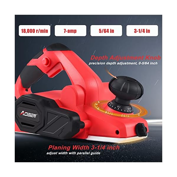 AOBEN 7Amp Electric Hand Planer, 31/4Inch Wood Planer 18000Rpm