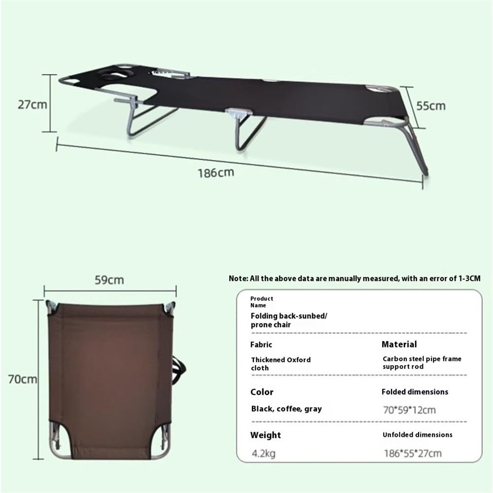 Lit de Camp Pliable Lit Pliant d'extérieur, Chaise Longue, Plage Couverte Lit Pliable(Bruin)