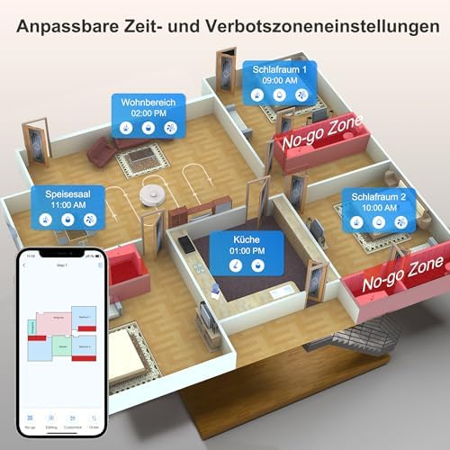 Bild 3 - AIRROBO Saugroboter mit Wischfunktion, 3.5L Staubsauger Roboter mit Absaugstation, 180Min Laufzeit, LiDAR Navigation, Starker Saugkraft, Automatischer Entleerung, App-Steuerung