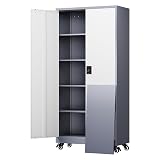 Yizosh Metal Garage Storage Cabinet with Locking Doors and Adjustable Shelves,- 75' Rolling Steel...