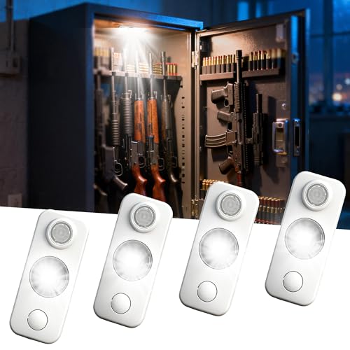 Gun Safe Lights,1000LM Motion Activated LED Light for Gun Safe Gun Cabinet, Stepless Dimmable 2 Mode Ultra Bright LED Lens for Directional Lighting Battery Powered White