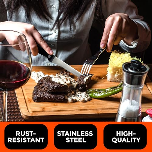 ZYBUX - Steak Knives Set of 8 - Dishwasher Safe Steak Knives Stainless Steak Knife Serrated - Dinner Knives - Image 2