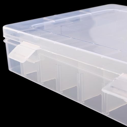 Miniatura 4 de KINJOEK 8 paquetes de 24 rejillas transparentes organizadores de cuentas de plástico, caja de joyería de plástico divisores ajustables, contenedores