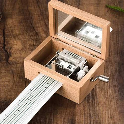Caja de música de manivela de 15 tonos para relajación en casa y manualidades de madera 8