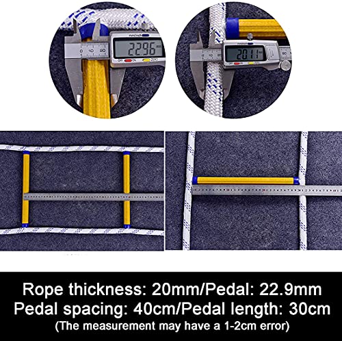 Genérico Escalera de Cuerda ignífuga - Escalera de Rescate de Emergencia de 3M a 50M, Escalera de Seguridad Resistente con mosquetones, Ideal para Uso doméstico y en Exteriores, Herramienta de Escape
