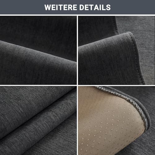 CJJZFO Sofa Überzug Weiche Chenille Sofabezug: Hund Katze Sofaschoner Anti Rutsch Vintage Couch Überzug für U Form L Form Sektionssofa für 1 2 3 4 Sitzer Sofa (Dunkelgrau, 90 * 210cm)