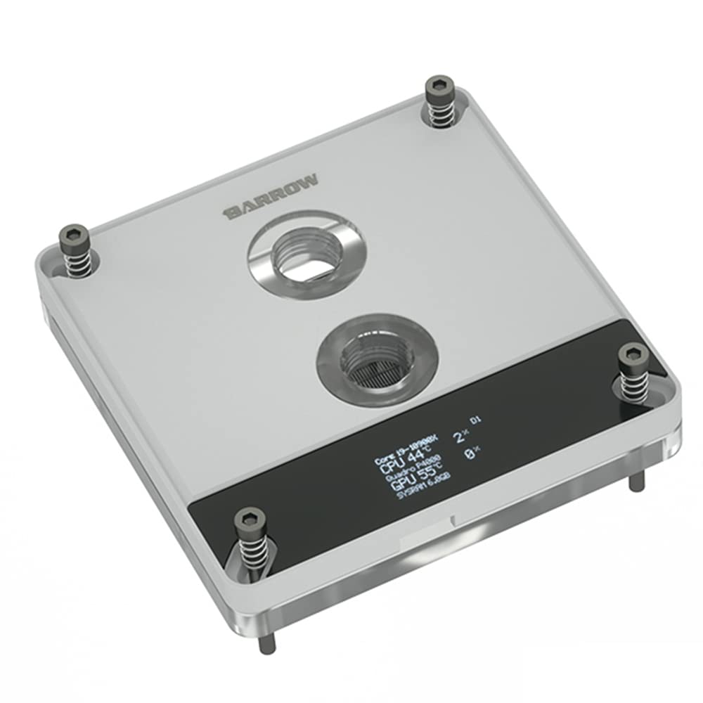 Barrow PC Monitoring Screen CPU Water Cooling Block for Intel 115X 1700 X99 X299 AMD AM5 AM4 AM3+ AM3 FM2 Ryzen3/5/7X470 (Black-AMD)