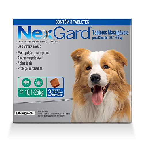 Antipulgas E Carrapatos Cães Nexgard 10 A 25kg - 3 Tabletes