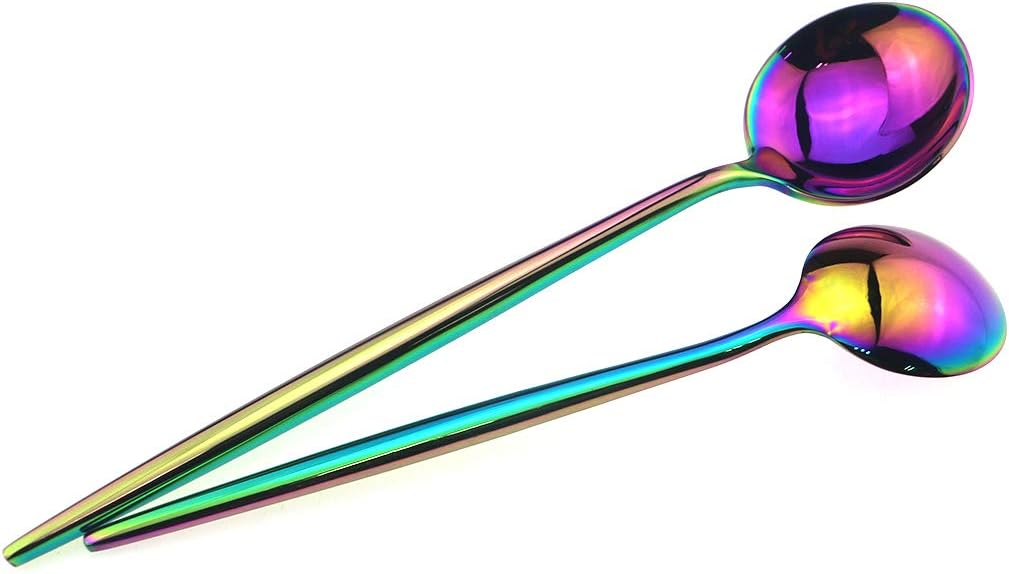 Gugrida 20-Piece 18/10 Stainless Steel Luxury Mirror Polished Rainbow Colorful Silverware Flatware Cutlery Set Service for 4 Include Knife Fork Spoon Dessert Fork Teaspoon Dishwasher Safe