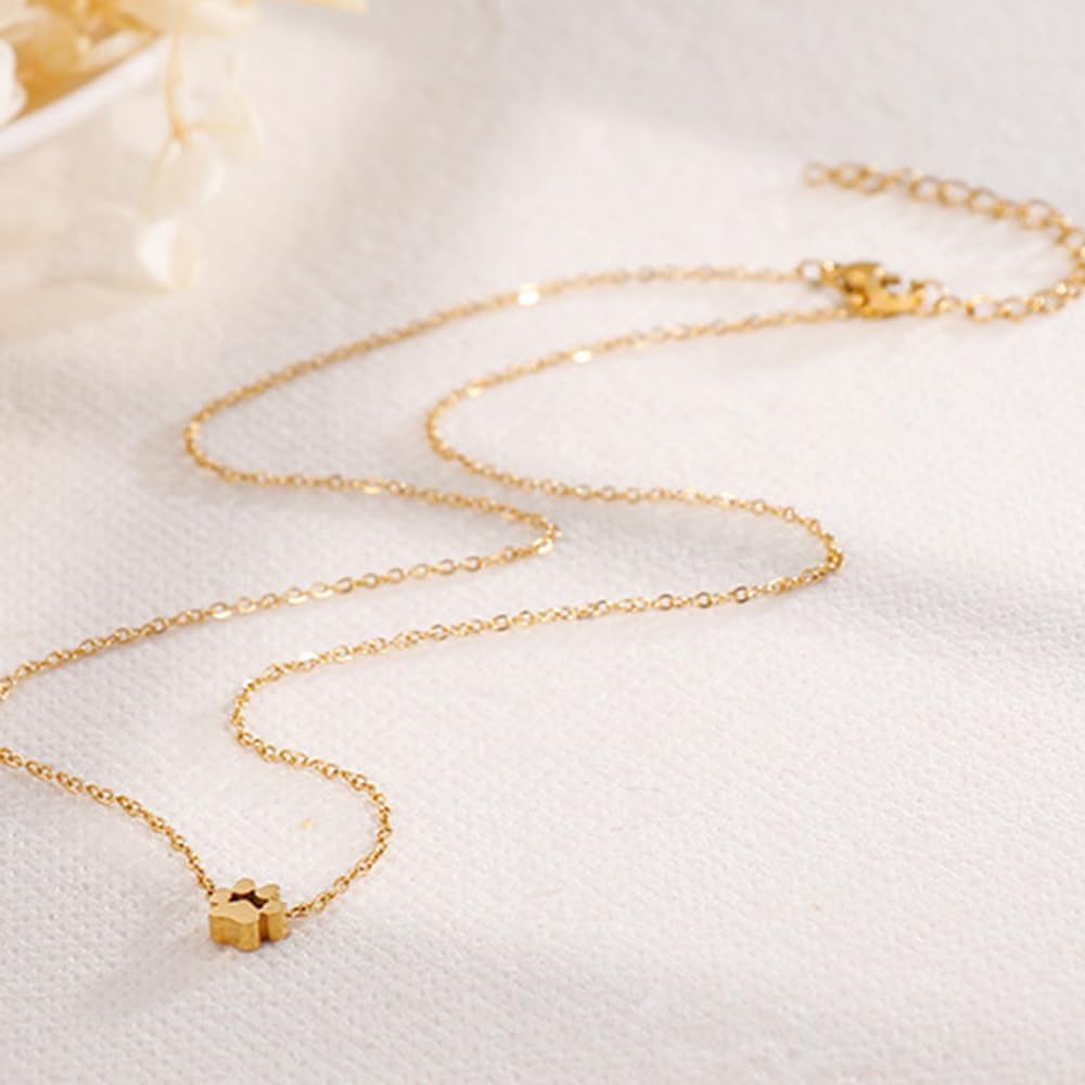 OIDIMS Dog Cat Paw Necklace Lovely Animal Choker Dainty Paw Print Pendant Necklace Chic Little Dog Kitten Pet Adjustable Charm Necklace Birthday Valentine's Day Gifts Minimalist Jewelry for Women Mom - Image 6