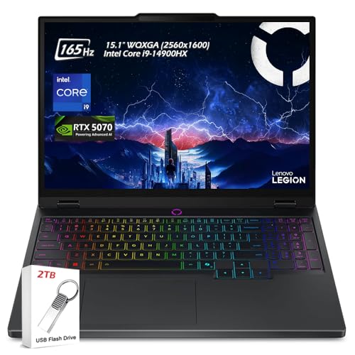 Image of Lenovo Legion 5 15.1 WQXGA OLED 165HZ Gaming Laptop, Intel Core i9-14900HX, NVIDIA GeForce RTX 5070, 16GB RAM 1TB SSD, Wi-Fi7, Backlit KB, Win11 Pro, Eclipse Black, w /2TB USB Drive, W /GaLiMu