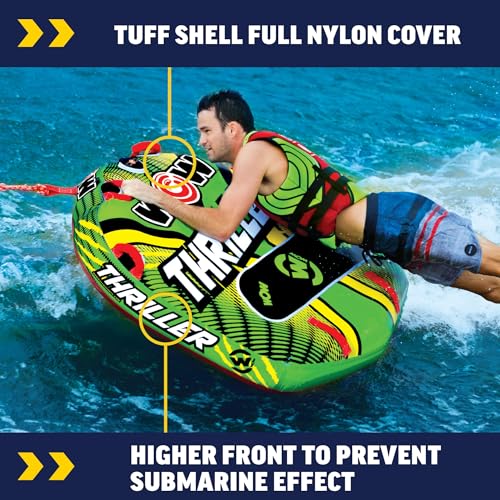 Wow Sports Thriller Towable Tube 1 Person - Inflatable Deck Tube for Boating 170 lb - Water Sports Towable Behind Boat - Youth & Adults - Multicolor by WOW Sports - Image 3