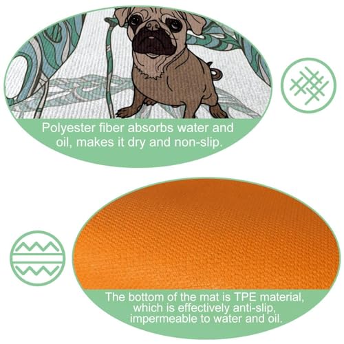 Tapete de cocina de 2 piezas lavable con estampado de carlino 6