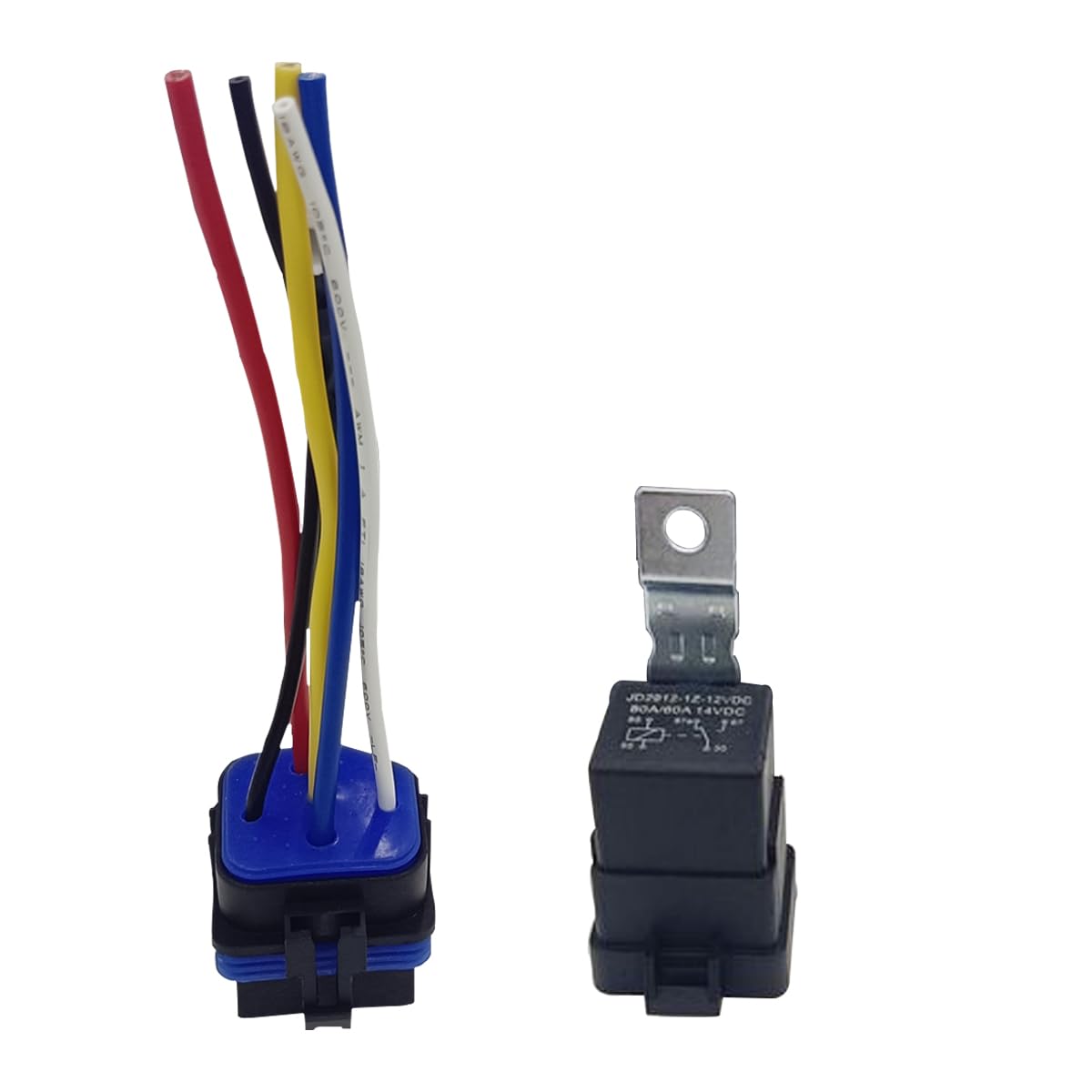 80AMP 5-Pin SPDT Waterproof Relay with Socket Harness Kit, 12 Volt Relay Heavy Duty Automotive Relay with Pigtail for Car Truck Motorcycle Boat (1 Pack)-image-48