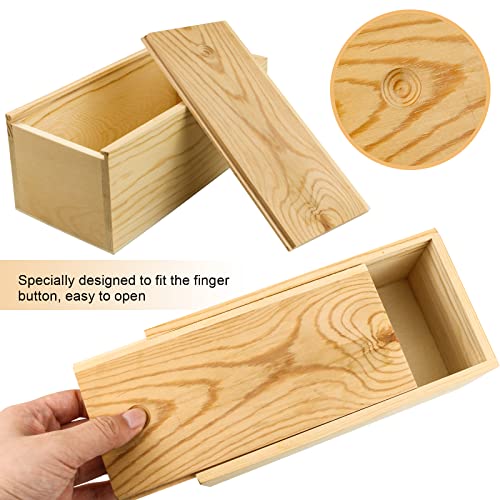 Billioteam 2 Pack Unfinished Wood Storage Box With Slide Lid,Blank Natural Wood Box Case Container For Christmas,Wedding,Party,Gift Jewelry Box,Diy Craft,Hobbies,Home Storage(7.87" X 3.94" X 3.15") #TOP4
