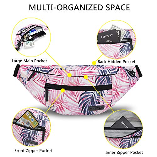 Image of Fanny Pack for Women Men Large Waist Belt Bag with Headphone Jack and 4-Zipper Pockets for Hiking Traveling Outdoors Running Workout Casual Festival Gifts