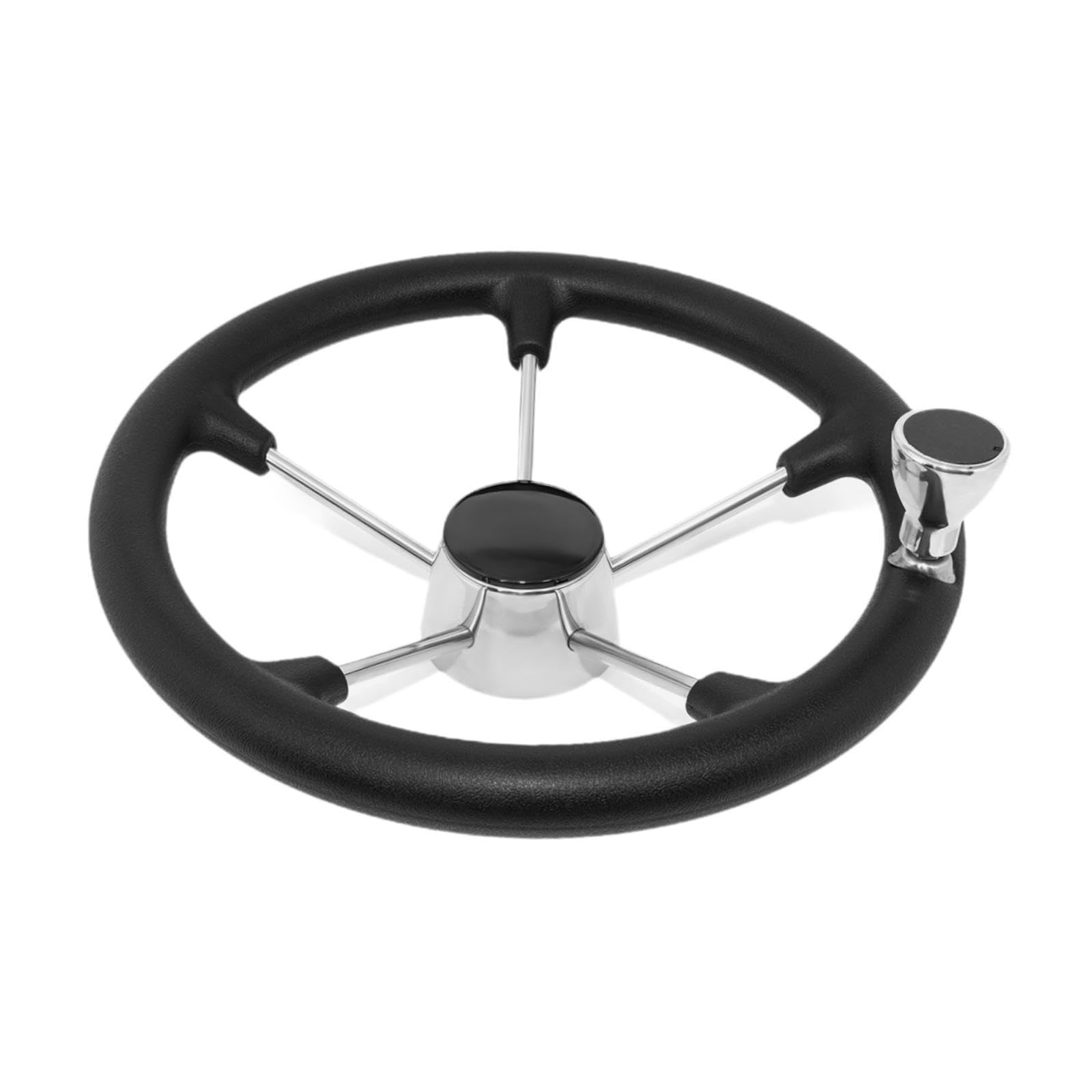 Volante Barca Acciaio Inox Stabilità Navale Sterzo Antiscivolo Presa Ergonomica Direzione Solida Adatto a Yacht Mare Barche da Pesca, 35 Cm con Maniglia
