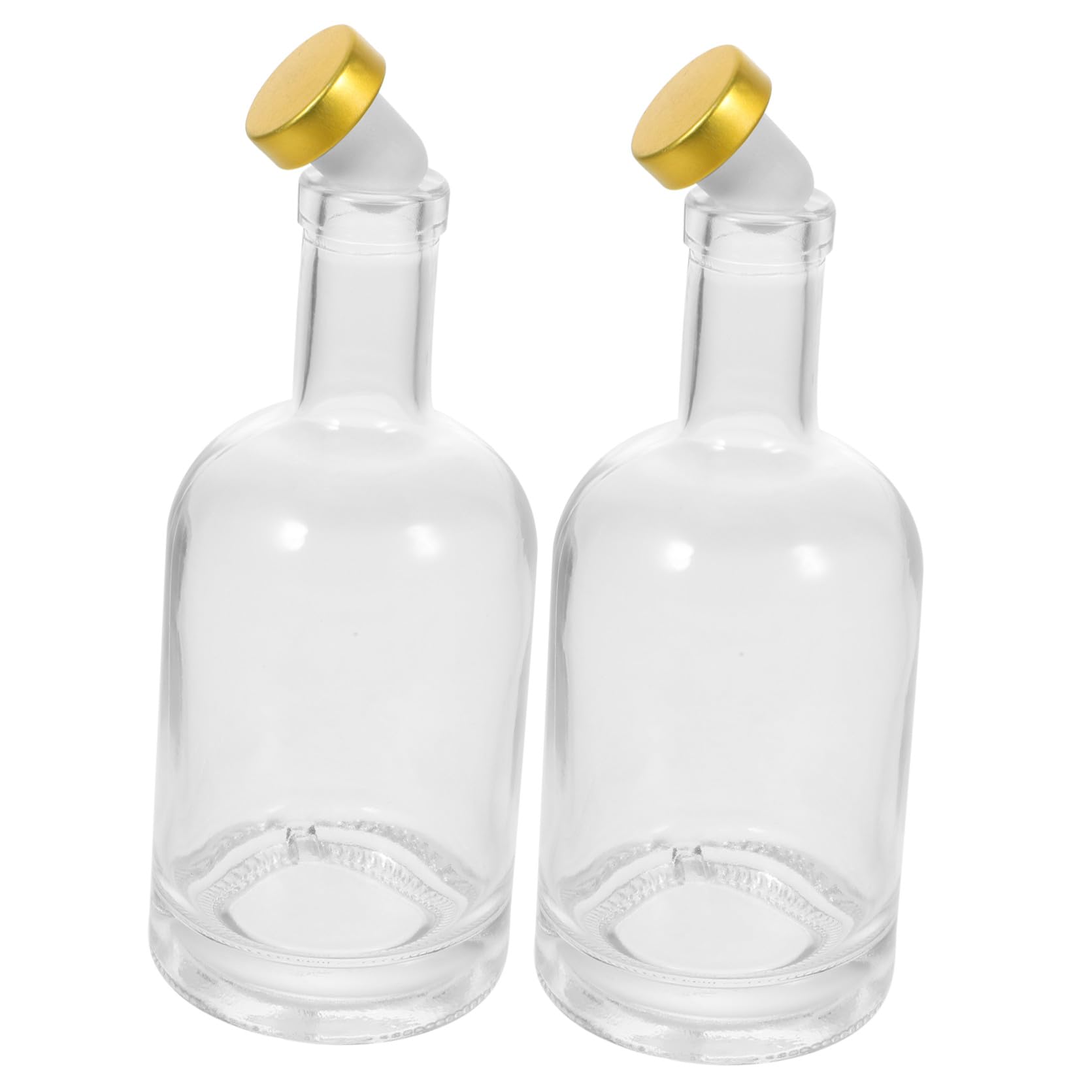 2 Stück-pack Dickbodige Wodkaflaschen aus Glas, 375ml | Breite Öffnung, Transparenter Look, Geriffelter Boden, Leichtes Ausgießen Zufällige Farbe