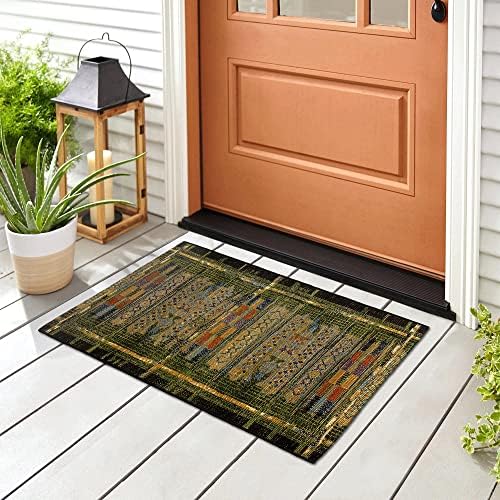 Liora Manne Esencia Machine Washable Non-Slip Low Profile Indoor/Outdoor Mat-Traditional, Southwestern, Stripe, Global, Tribal Stripe Green 2' x 2'10"