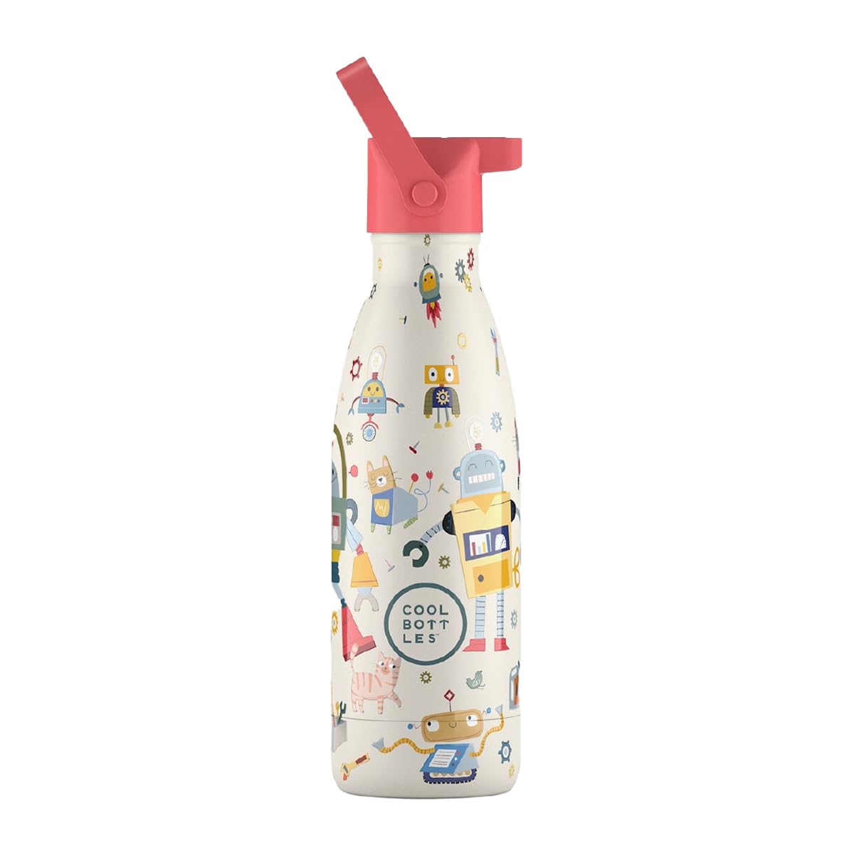 Cool Bottles - Thermos Flask for Children - Stainless Steel Water Bottle - 350 ml - Messy Robots - Cold Drinks 36 Hours and Hot Drinks 18 Hours - BPA Free