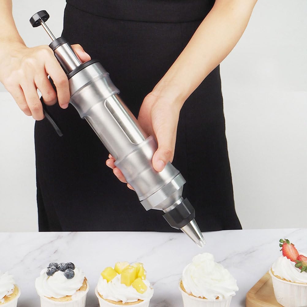 Dessert Decorating Syringe Set, Stainless Steels Frosting Filling Injector with 5 Piping Tips, Frosting Piping Kit for Cake Cookie,Cupcake Filler Tool, Dessert Decorating