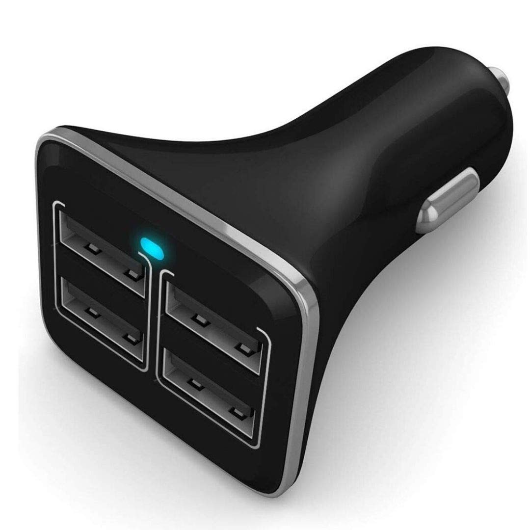 XORB® PowerBolt Car Charger | 4 USB | Smart 3.4A Car Charger (Jet Black)