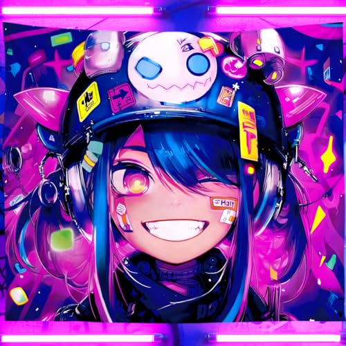 WEBEEDY Blacklight Fluorescent Anime Tapestry Cartoons Wall Hanging UV Reactive Tapestry Neon Cartoons Blacklight Poster for Bedroom Living Room Gamer Room, Gift for Anime Fans, 150x130cm - Image 2