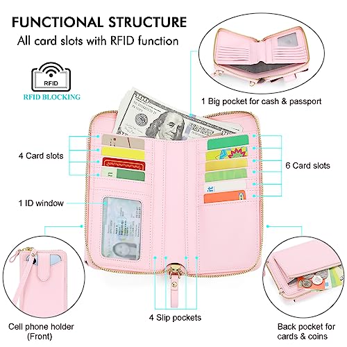 Image of Peacocktion RFID Crossbody Wallet Purse for Women Small Travel Cell Phone Purses Trendy Vegan Leather Bags with Card Slots
