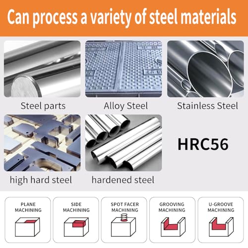 Image of CNC Milling Cutter Carbide End Mills 4 Flute HRC56 for Steel Alloy Steel Cast Iron (5pcs 1 /8 inch )