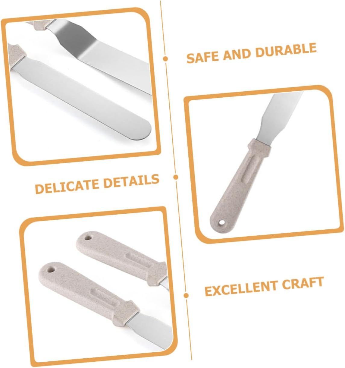 3pcs Baking Spatula Set with Stainless Steel Wheat Straw