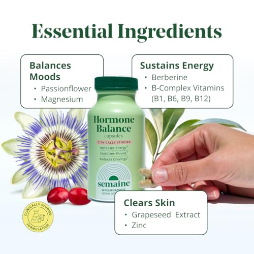 Image of Semaine Hormone Protocol - Mood, Energy, Deeper Sleep, Hot Flashes & Skin Support, Clinically-Studied Ingredients - 1 Month