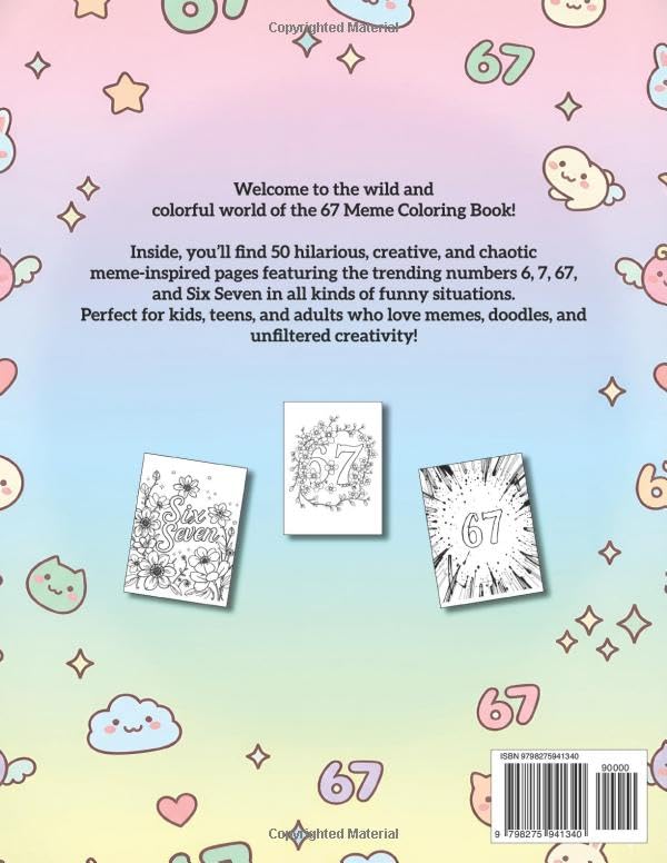 67 Meme Coloring Book: A Fun & Trendy Coloring Adventure With 6, 7, 67 & Six Seven — 50 Meme-Style Pages for Kids, Teens & Adults (67 Meme Coloring Series) image 3