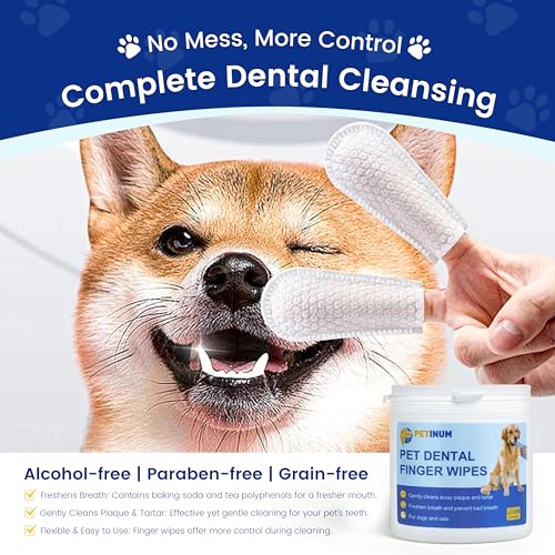 Image of Pet Dental Care Finger Wipes, Reduces Plaque & Freshens Breath, Lick Safe Teeth Cleaning Finger Wipes, Dogs & Cats Toothbrushing Supply, Unscented, 50 Count