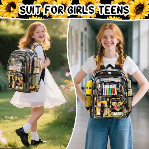 Image of Clear Backpack with Small Purse, See Through Backpacks Stadium Approved, Transparent Bookbag for Girls Teens Women Elementary College Work Travel Concert