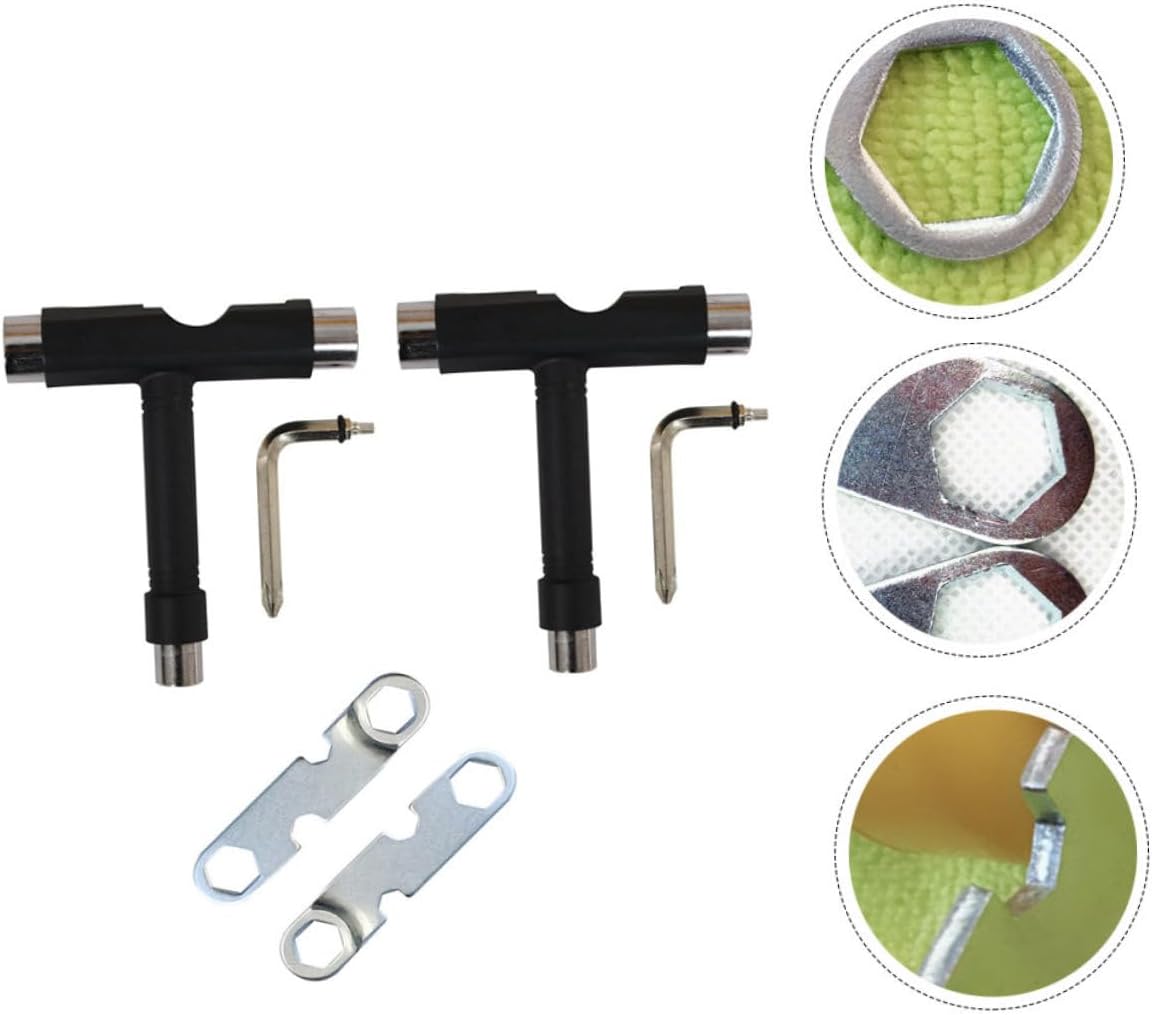 4pcs Skateboard t Tool Kit Multi-Functional Wrench for Easy Repair Maintenance of Standard Skateboards Includes Tools Double-Sided Wrenches Lightweight Portable