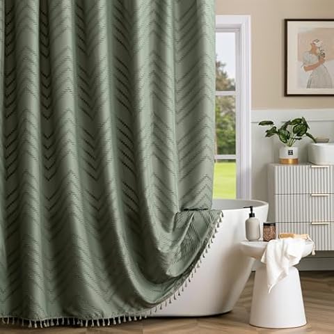joycloth Green Boho Fabric Shower Curtain Set Cover
