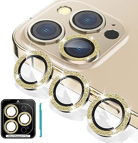 Fewdew for iPhone 13 Pro Max 6.7"/ iPhone 13 Pro 6.1" Camera Lens Protector, 9H Tempered Glass [Anti Scrach] [Ultra HD] Metal Individual Ring Camera Protector Cover with Installation Tray&Removal tool
