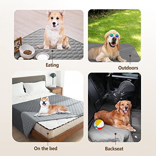 Image of gogobunny 100% Double Sided Waterproof Dog Blanket Soft Pet Bed Cover Reversible Protect Furniture Couch Sofa Car for Puppy Cat Kids (Dark Grey /Light Grey, 30x80 Inch (Pack of 1))