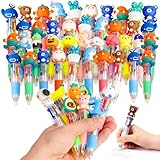 40 Piezas de Bolígrafos Multicolor 4 en 1 con Figuras de Animales Divertidos, Juego de Mini Plumas Multifuncionales, 4...