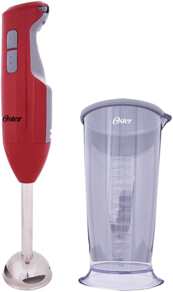 Oster Versatile Turbo Function Stick Mixer Hand Blender - 250 Watt - Turbo function - Stainless Steel Shaft and Blade - FPSTHB2610R - Red Color