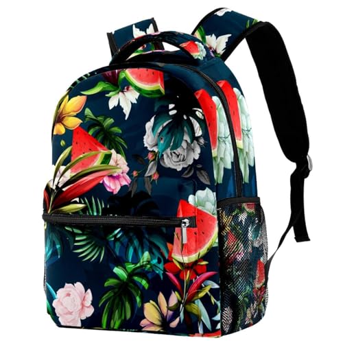 Sac d'école pastèque et fleurs pour ado fille et garçon 29x20x40cm