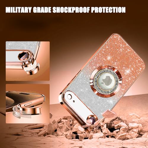 Image of Misscase for iPhone Air Magnetic Glitter Case Compatible with MagSafe,Full Protection Slim Shockproof Case with Camera Lens Protector Plating Bling Cover Case for iPhone 17 Air 6.5 inch Orange