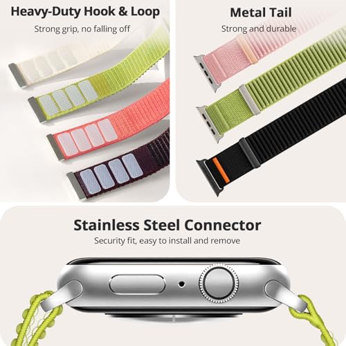 Nylon Loop Sport Band Compatible with Apple Watch Ultra 3 2 Band 49mm 46mm 45mm 44mm 42mm 41mm 40mm 38mm Women Men, Stretchy Strap Elastic Fabric Wristband for iWatch Series 11 10 SE 9 8 7 6 5 4 3 2 1 by Unbeinst - Used condition - US$8.21