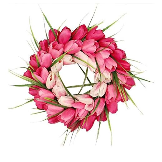 Hunpta @ 30 cm tulpan lutning krans vårdekoration dörrkrans konstgjorda blommor väggkrans krans dekoration för ytterdörr vägg dörr hänga öppen spis fönster bröllop alla hjärtans dag dekoration