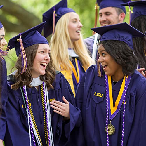 Image of Graduation Honor Cord Purple and White Yarn Honor Cord with Tassel 67 inch Long for Graduation Ceremony