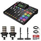 Rode RODECaster Pro II Integrated Audio Production Console with 2x Rode PodMic Dynamic Podcasting Microphones, DS1 Desktop Mic Stands, 32GB microSD Card, XLR Cables and StreamEye Cloth