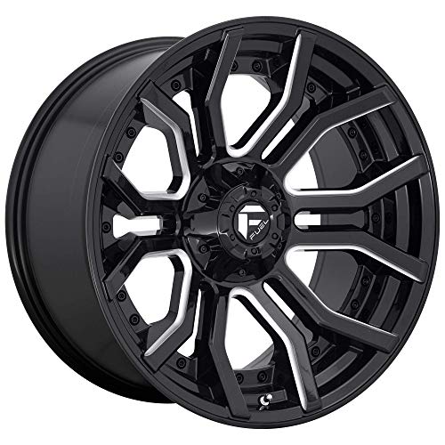 Fuel D711 RAGE 1PC Custom Wheel - 20x9, 1, 6x139.7 Bolt Pattern, 106.1mm Hub - Gloss Black with Milled Accents Rim