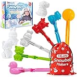 HEJIN 6 PCS Snowball Maker Shape for Kids Snow Ball Shape Mold for Kids Outdoor Indoor - Snowball Maker Tool Clip with Drawstring Bag - Great Snow Winter Toys Gift for Kids Ages 3-12